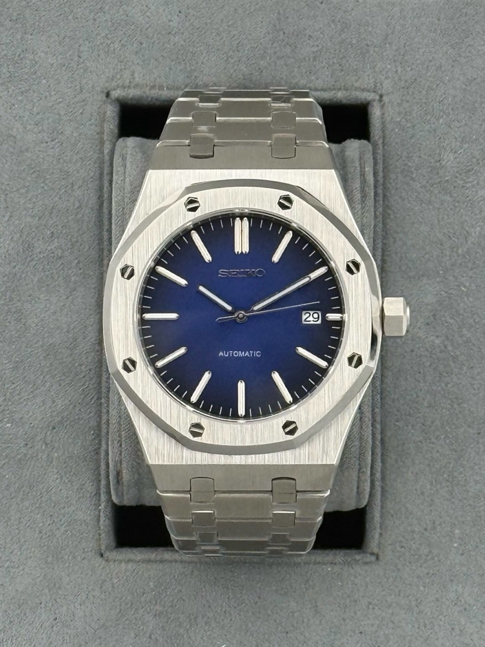 Seiko Mod Watch Royal Oak (Custom Built Steel Royal Oak Inspired - Blue Dial)